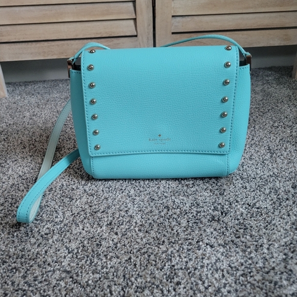 kate spade Handbags - Kate Spade Sanders Place Avva Leather Studs Crossbody Atoll Aqua Blue Purse EUC